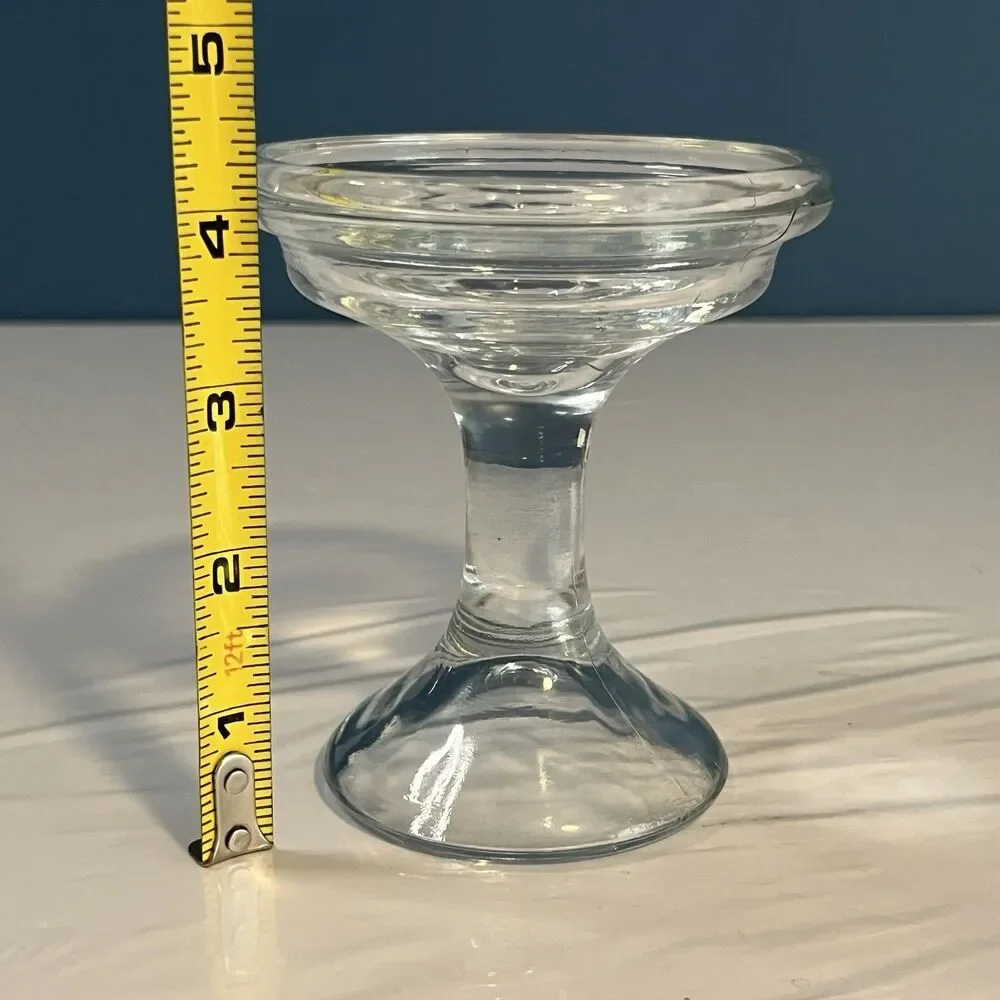 Vtg Clear Glass Fairy Lamp Pedestal Bottom Base Only Replacement PartyLite 4.25”